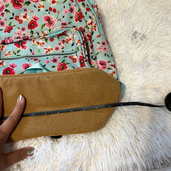 No Boundaries  Mist Mint Floral  Suede  Bottom Backpack - Picture 12 of 13